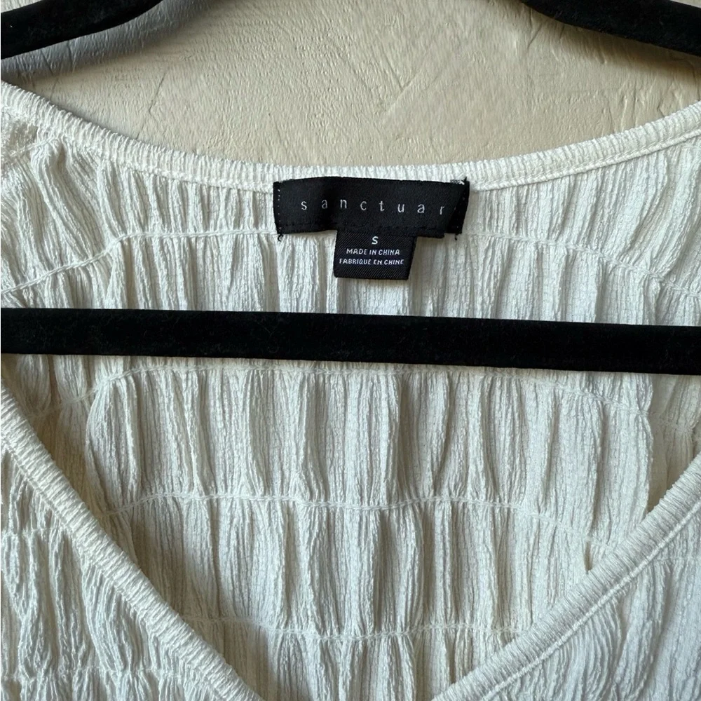 Sanctuary Cream V-Neck Smocked Blouse - Picture 3 of 3